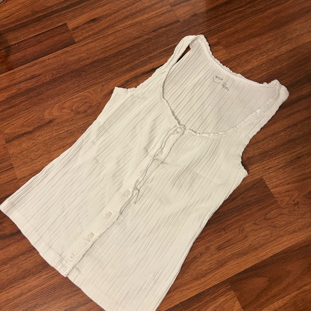 Aerie lace up button tank top